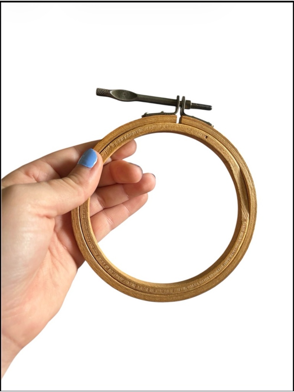 Vintage Small Embroidery Hoop Set – 5” Brown Plastic (Made in USA) & ~4” Wood